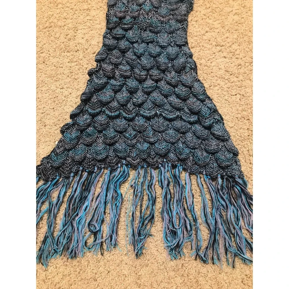 Hand Crocheted Mermaid Tail Blanket Wrap Soft Warm Fluffy Sleeping Adult (AH)